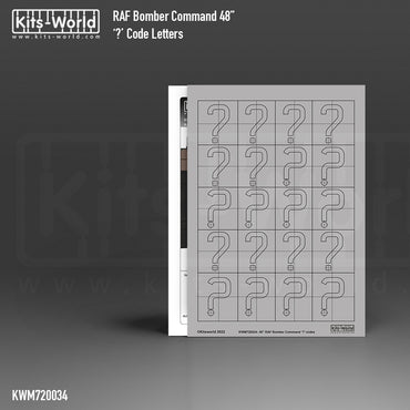 Kits World 720034 RAF Bomber Command ? Question Mark Letters 1:72 Paint Masks