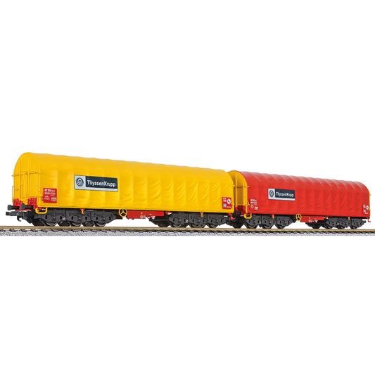 Liliput 230153 2-unit set coil wagon type Sahimms-u "ThyssenKrupp" Ep.VI HO Gauge