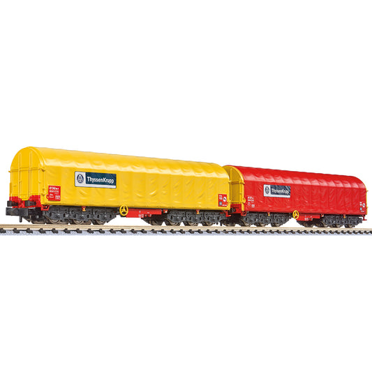 Liliput 260113 2-unit coil transp wagon type Sahimms-u "ThyssenKrupp" Ep.VI N Gauge