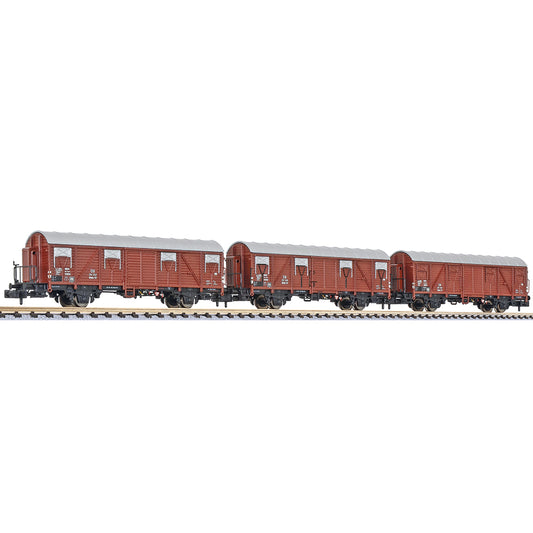 Liliput 260146 3-unit closed wagon type Glmhs 50 wooden cabin DB Ep.III N Gauge