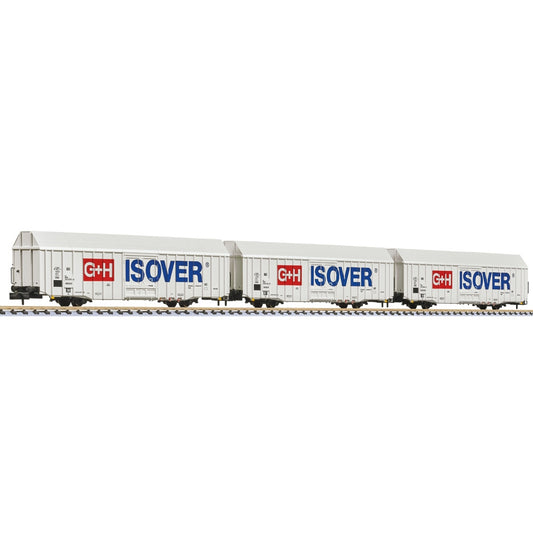 Liliput L260159 3-Unit Set Large Goods Wagon Hbbks DB "G+H ISOVER" Era V N Gauge