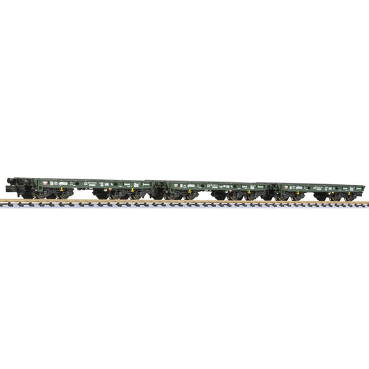 Liliput L260177 3-Unit 4-Axle Heavy Duty Wagon, Rlmmp, Bundeswehr Era IV N Gauge
