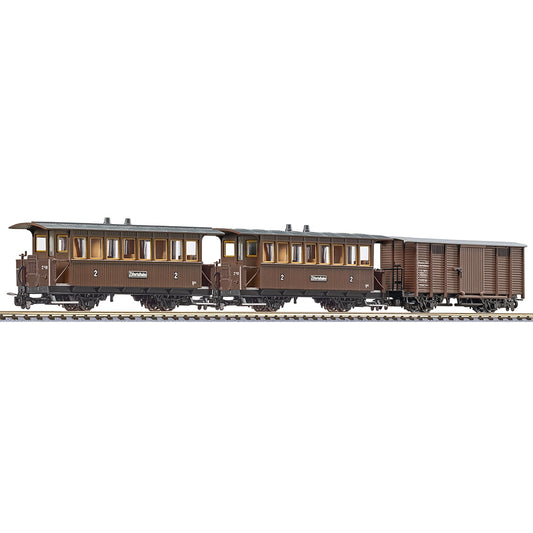 Liliput L340018 3-Unit 2 Pass. Coaches & Goods Wagon, Ziller Era III HO Gauge