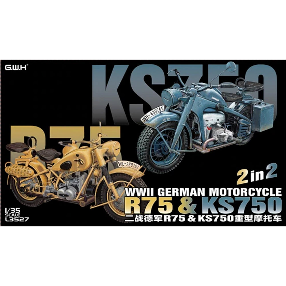 Great Wall Hobby L3527 R75 & KS750 WWII German Motorcycles 1:35 Model Kit