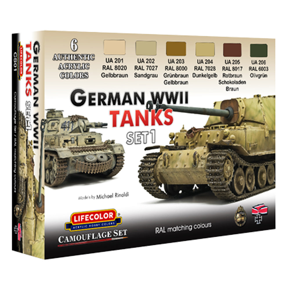 LifeColor German WWII Tanks Set 1 Acrylic Paint Set (6x22ml) CS01