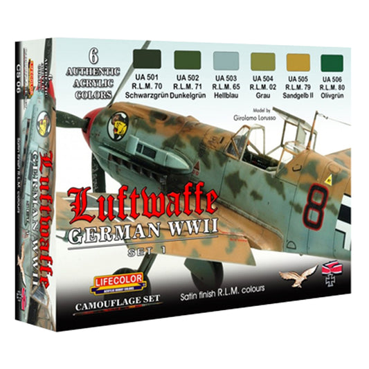 LifeColor German WWII Luftwaffe Set 1 Acrylic Paint Set (6x22ml) CS06