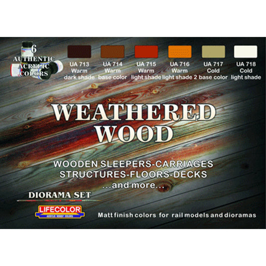 LifeColor Weathered Wood Diorama Acrylic Paint Set (6x22ml) CS20