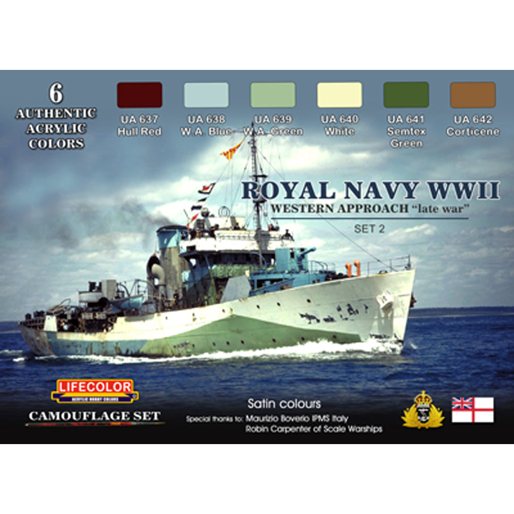 LifeColor Royal Navy WWII Western Approach Set 2 Acrylic Paint Set (6x22ml) CS34