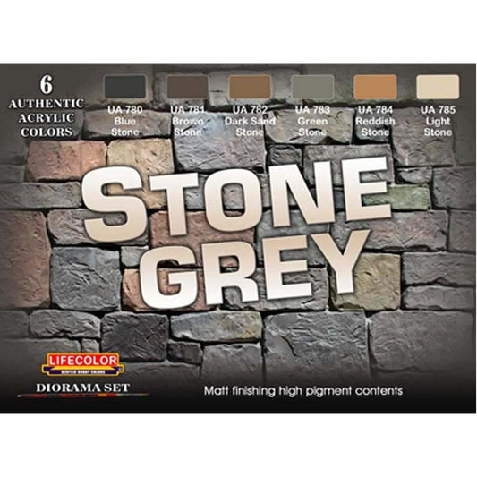 LifeColor Stone Grey Diorama Acrylic Paint Set (6x22ml) CS40