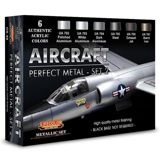 LifeColor Aircraft Perfect Metal Set 2 Acrylic Paint Set (6x22ml) CS48