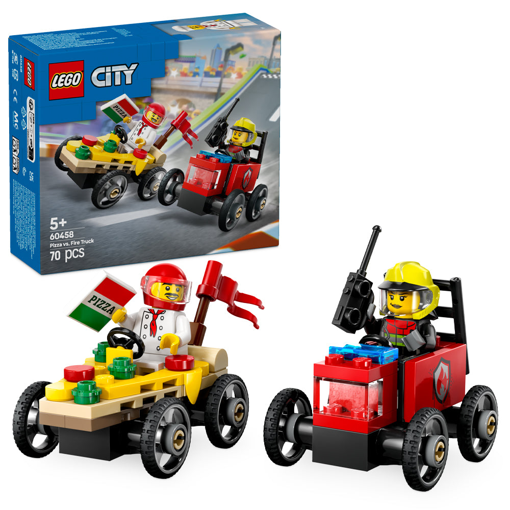 LEGO City 60458 Pizza vs. Fire Truck Race Car Pack Age 5+ 70pcs