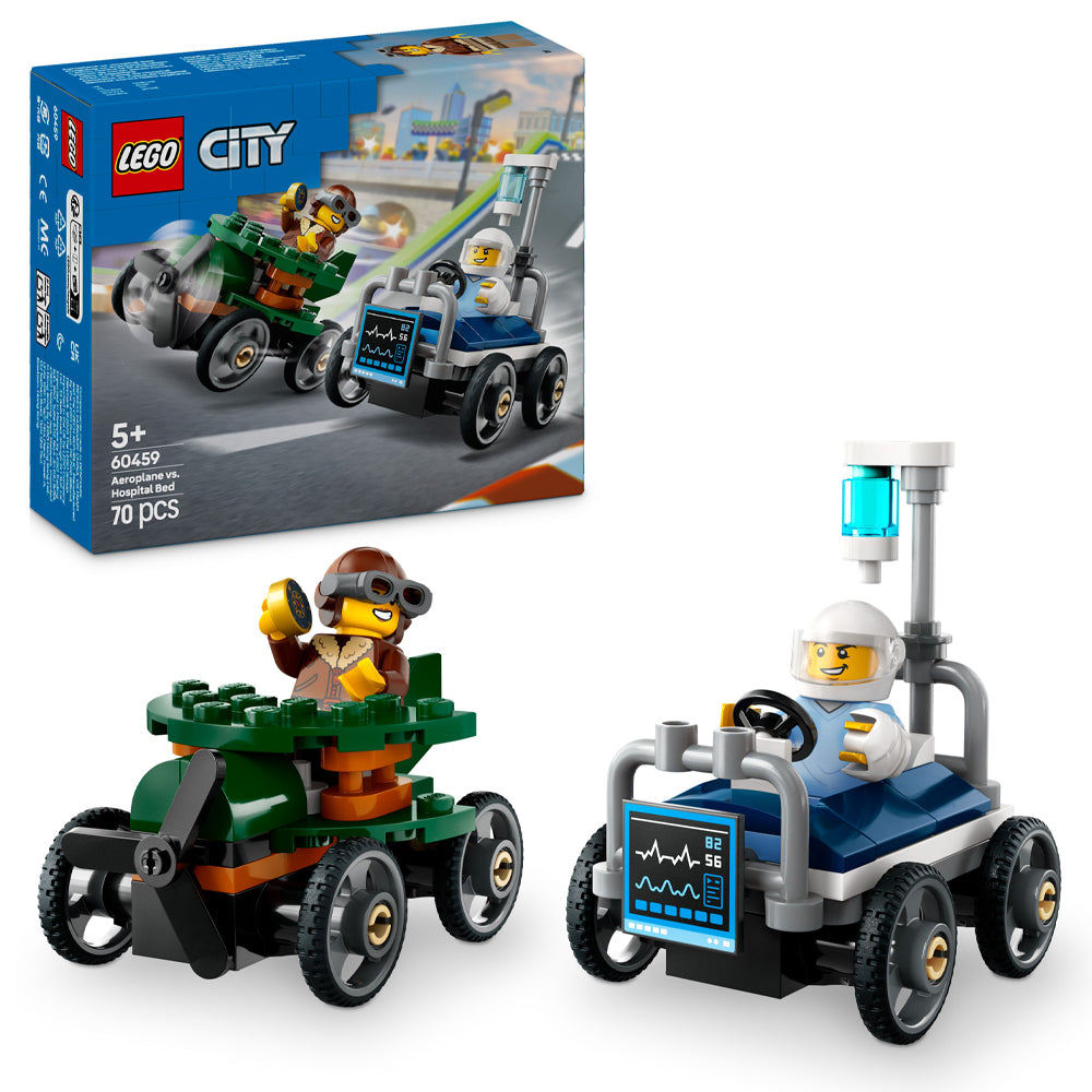 LEGO City 60459 Aeroplane vs. Hospital Bed Race Car Pack Age 5+ 70pcs