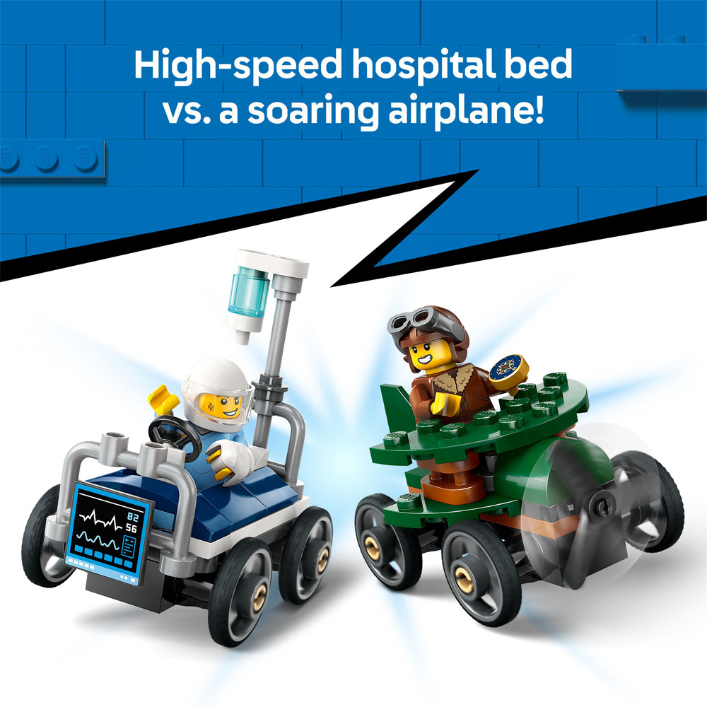 LEGO City 60459 Aeroplane vs. Hospital Bed Race Car Pack Age 5+ 70pcs