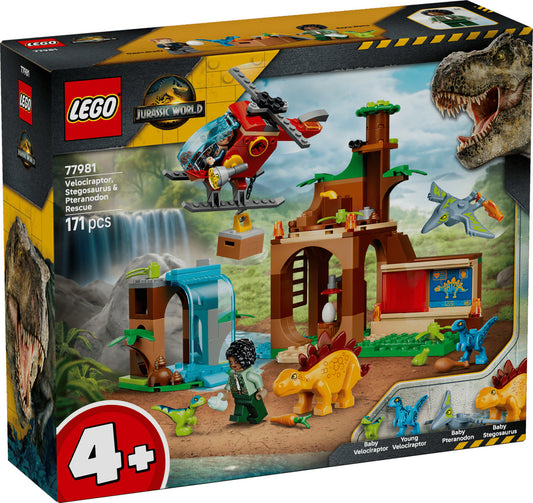 LEGO Jurassic World 77981 Velociraptor, Stegosaurus & Pteranodon Rescue Age 4+ 171pcs