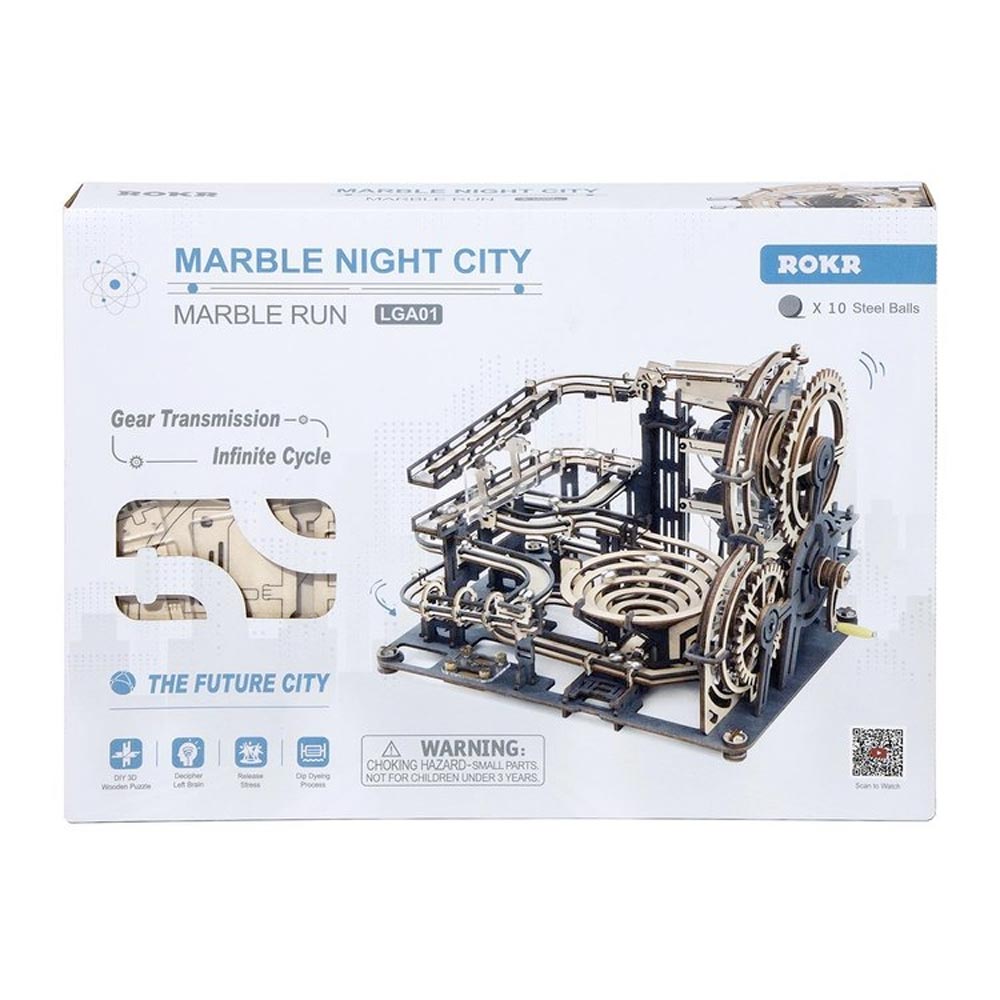 ROBOTIME ROKR Marble Night City Marble Run Wooden Mechanical Model Kit LGA01