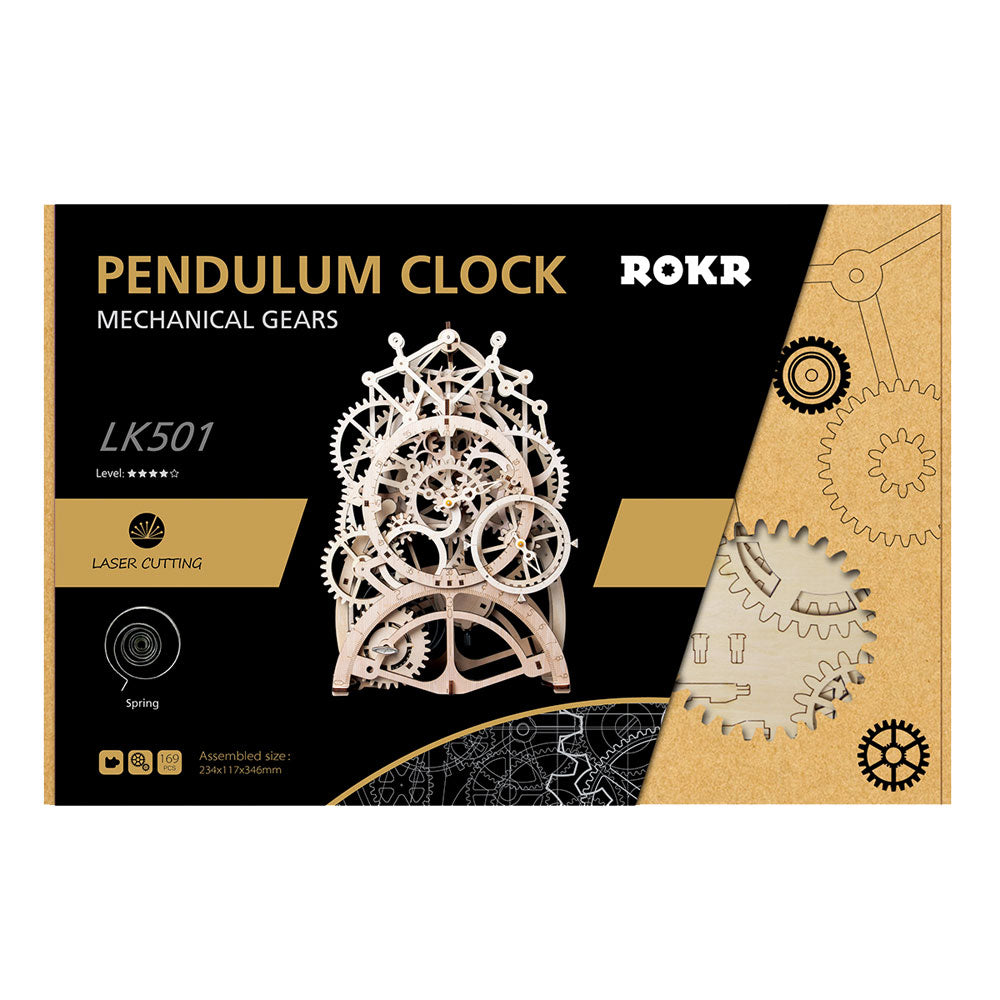 ROBOTIME ROKR Pendulum Clock Mechanical Wooden Model Kit LK501