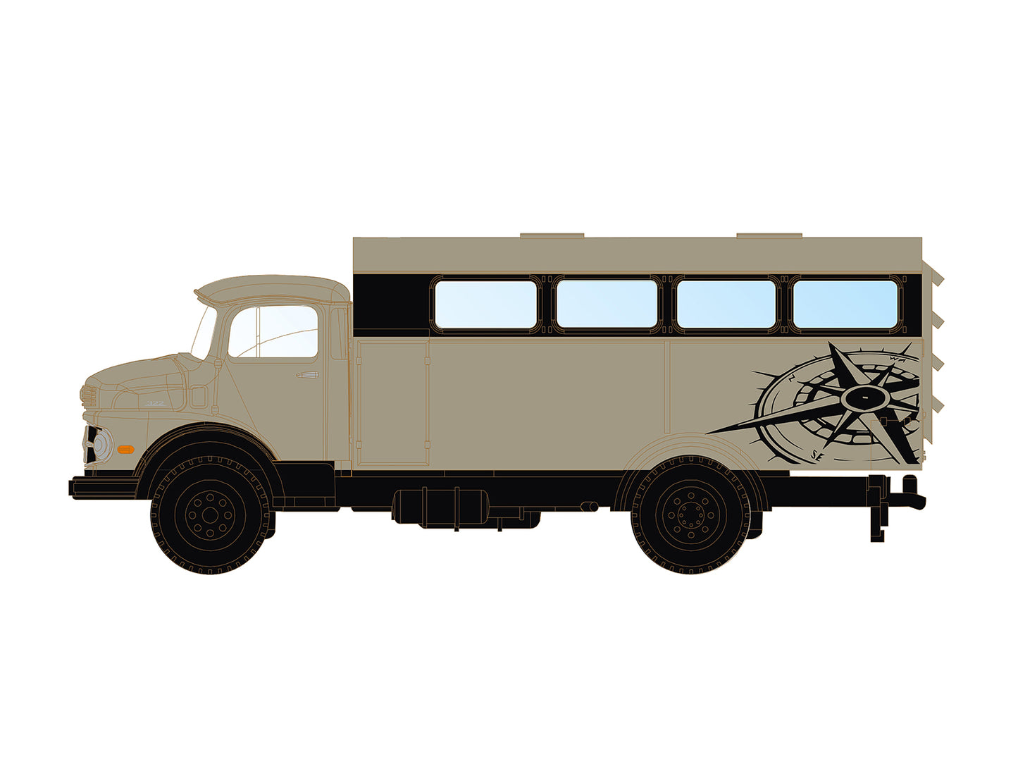 MiNis Mercedes Benz L322 Fernreise-Wohnmobil N Gauge LKLC3467