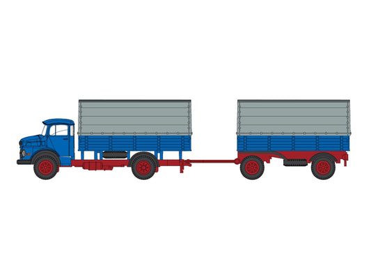 MiNis MB L322 Truck & Trailer Blue/Red LKLC3482 N Gauge