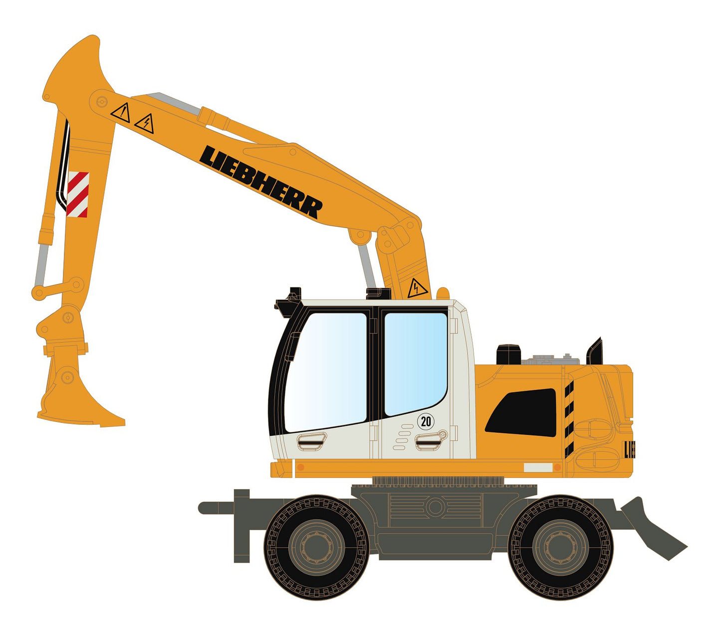 miNis Liebherr Compact Excavator with Backhoe Attachment LKLC4266 N Gauge