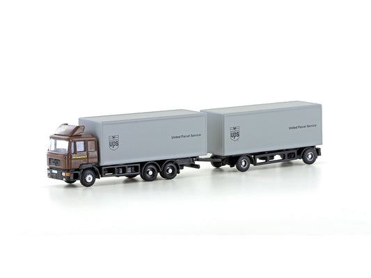 miNis MAN F90 3 Axle Double Trailer UPS LKLC4602 N Gauge