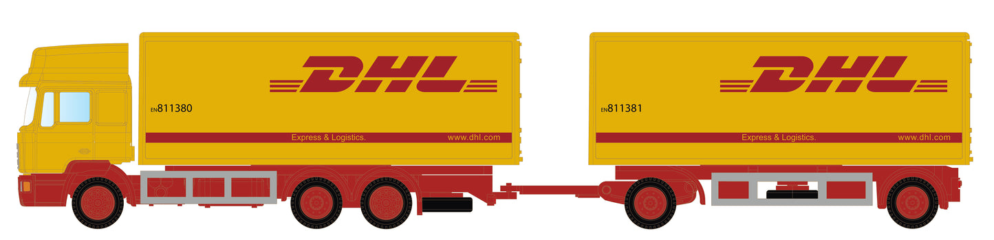 miNis MAN F90 3 Axle Double Trailer DHL LKLC4607 N Gauge