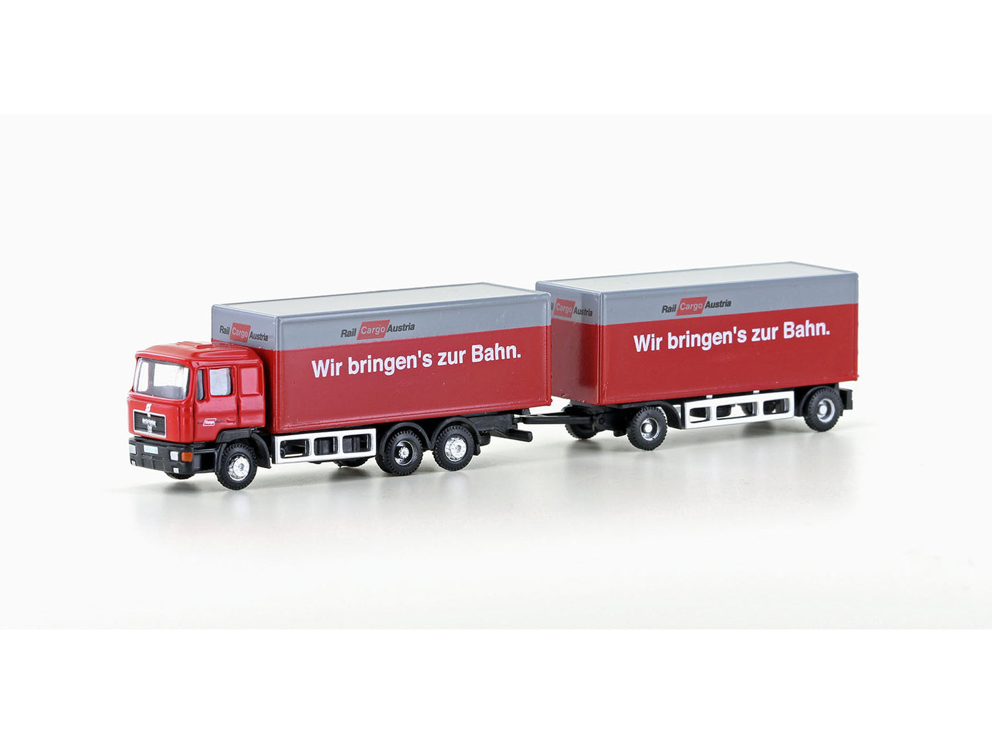 miNis MAN F90 3 Axle Double Trailer Rail Cargo Austria LKLC4608 N Gauge