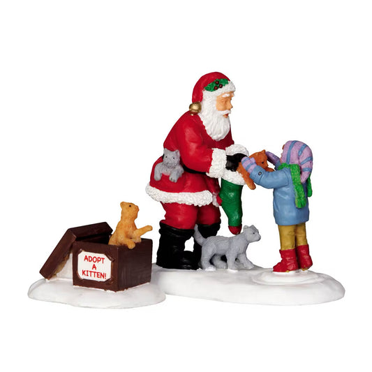 Lemax Santa and Kittens (Set of 2) Christmas Village Decoration 22045