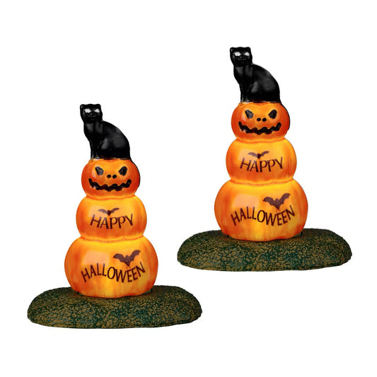 Lemax Cat and Pumpkin (Set of 2) Spooky Town Halloween Display Decoration 24939
