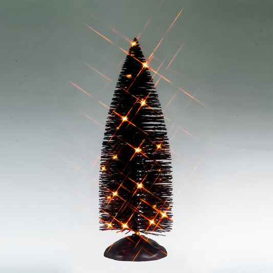 Lemax Black Bristle Tree with Orange Lights Spooky Town Halloween Display 54518