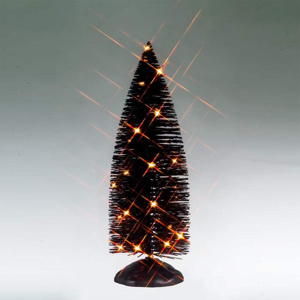Lemax Black Bristle Tree with Orange Lights Spooky Town Halloween Display 54518