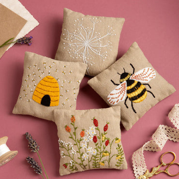 Corinne Lapierre Linen Lavender Bags Embroidery Kit - Bees