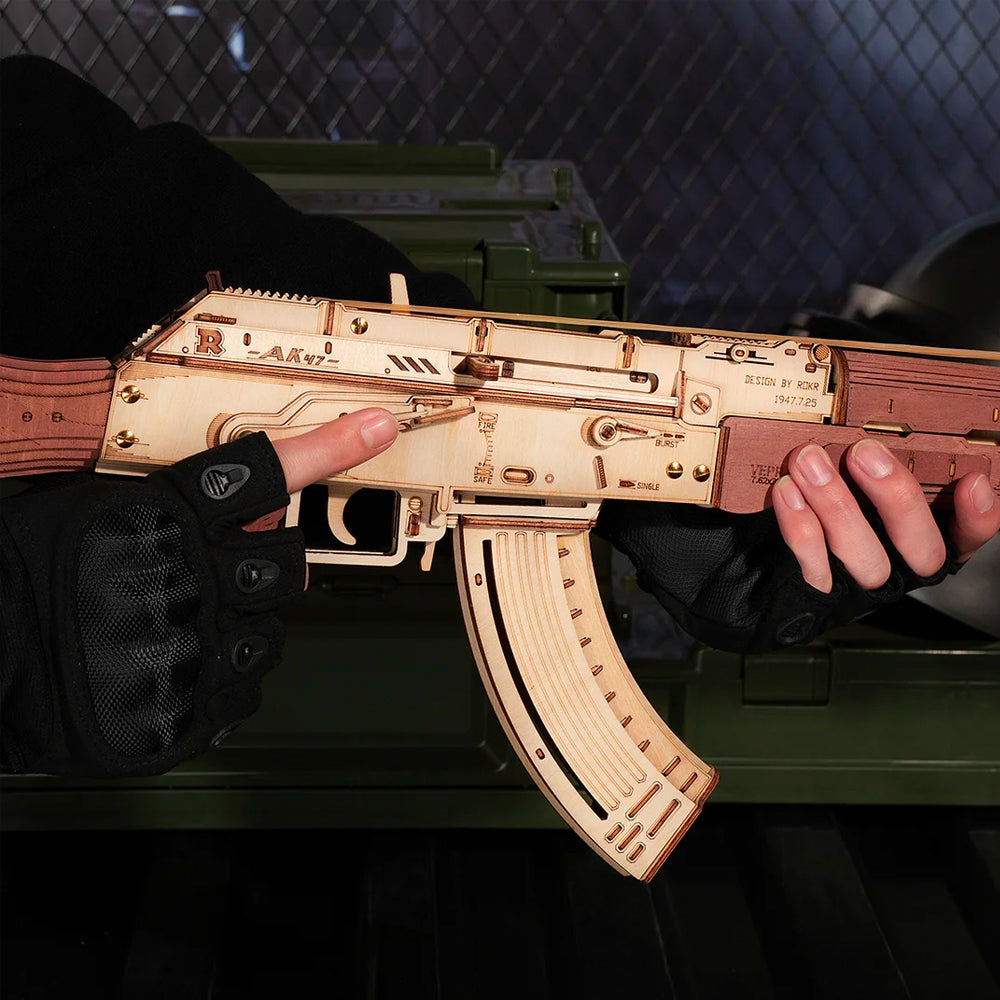 ROBOTIME ROKR AK-47 Assault Rifle Rubber Band Gun Wooden Model Kit