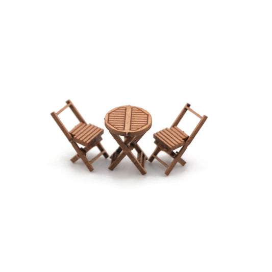 Scale Model Scenery LX566 Wooden Bistro Tables & Chairs OO/HO Gauge