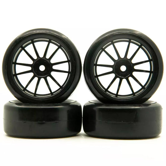 RC Car 1:10 Drift Tyres 12-Spoke Black Wheel Rim