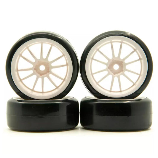 RC Car 1:10 Drift Tyres 12-Spoke White Wheel Rim