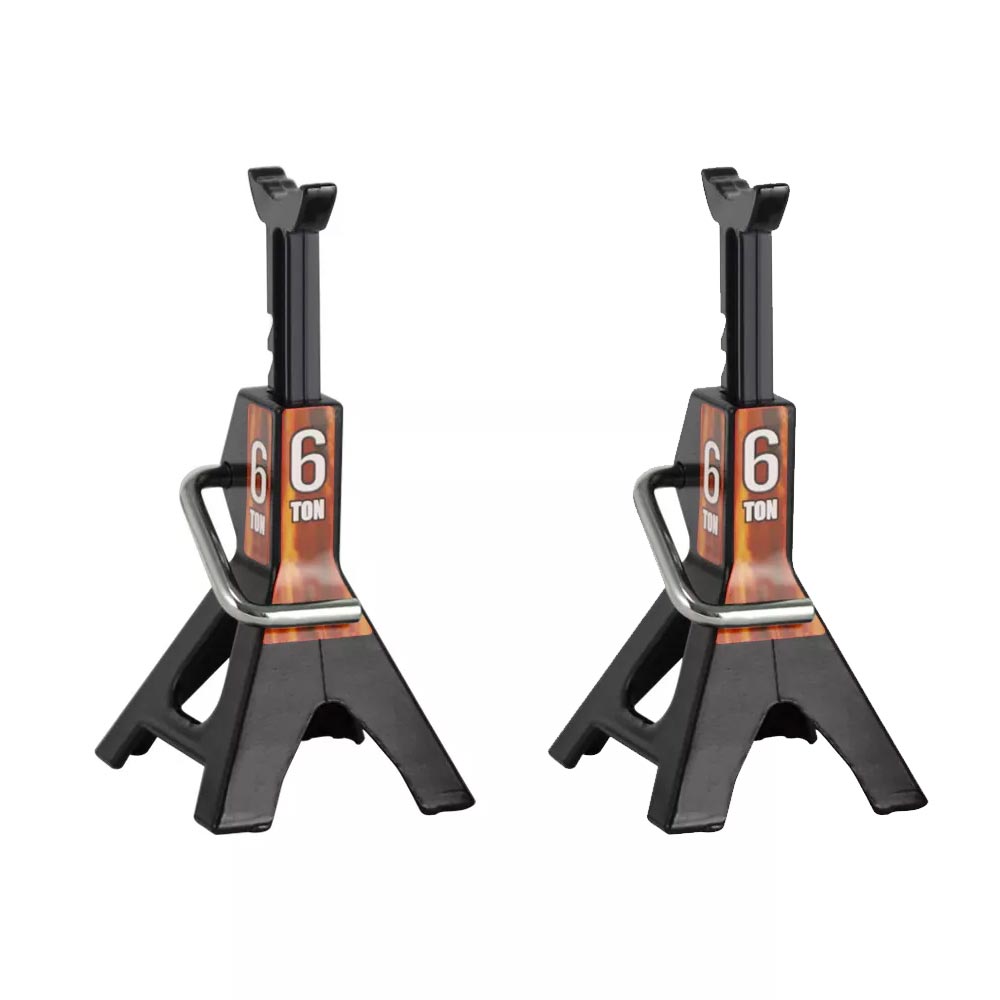 6 Ton RC Car Repair Jack 1:10 Scale Crawler Accessory Stand Pair - Black