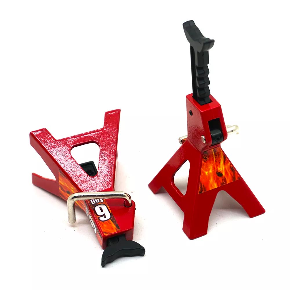 6 Ton RC Car Repair Jack 1:10 Scale Crawler Accessory Stand Pair - Red