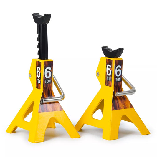 6 Ton RC Car Repair Jack 1:10 Scale Crawler Accessory Stand Pair - Yellow