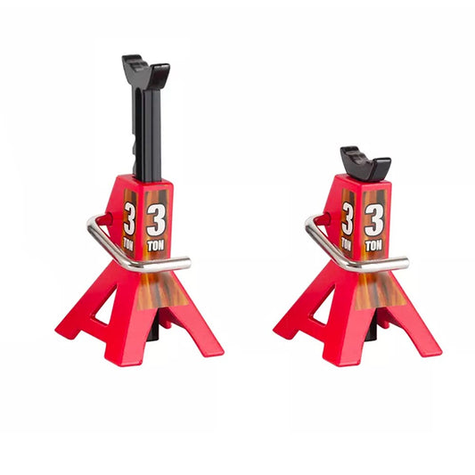 3 Ton RC Car Repair Jack 1:10 Scale Crawler Accessory Stand Pair - Red