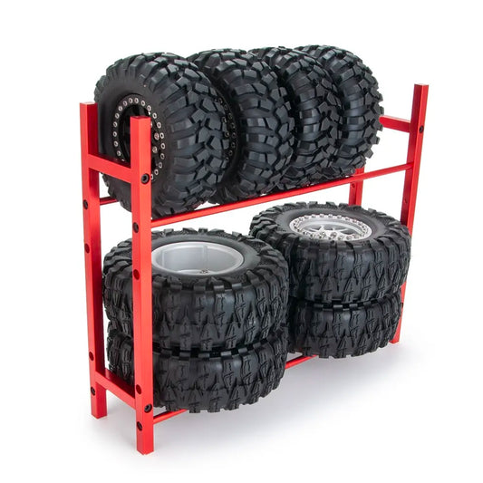 RC Car 1:10 Scale Crawler Spare Tyre/Wheel Storage Rack Black Metal Scale Garage