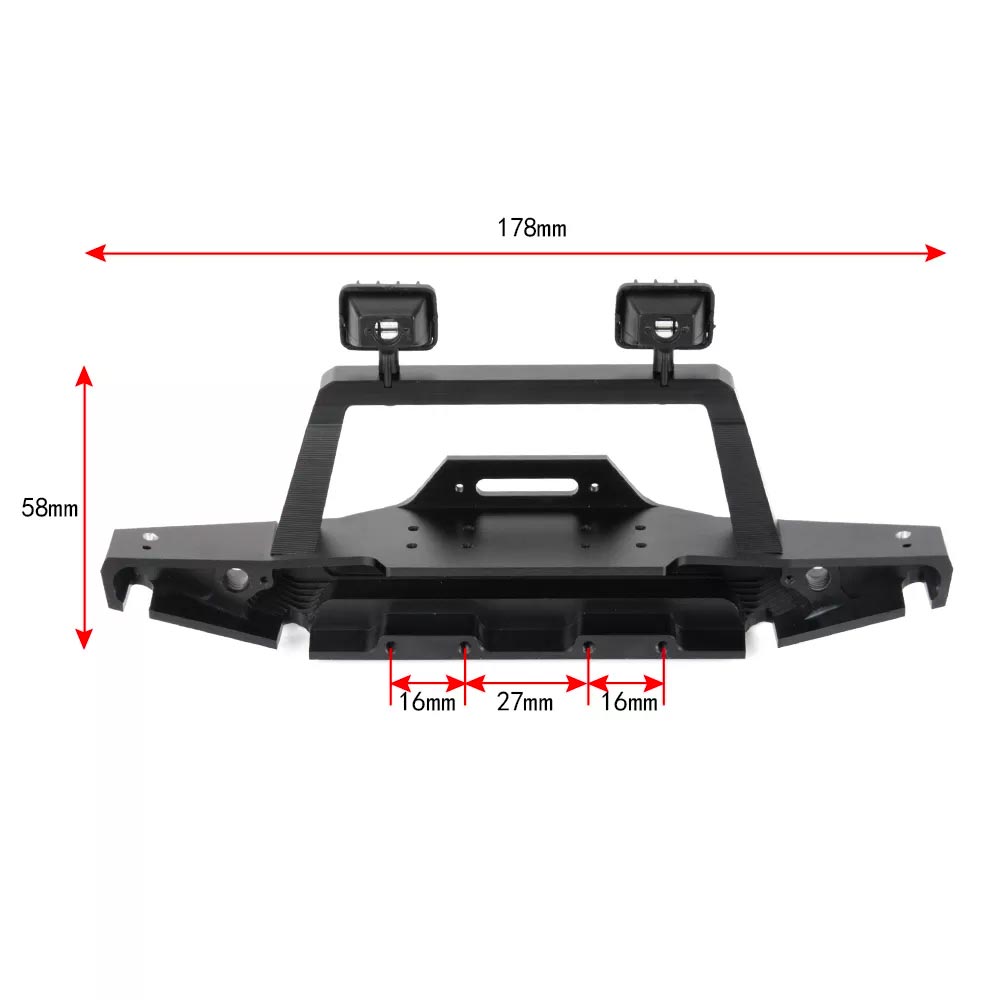 Metal Front Bumper w/LED Lights 1:10 Scale RC Car/Crawler for TRX4 Bronco Sport