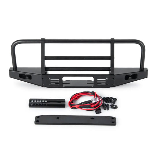 Metal Front Bumper w/LED Lights 1:10 RC Crawler Part for TRX-4 etc