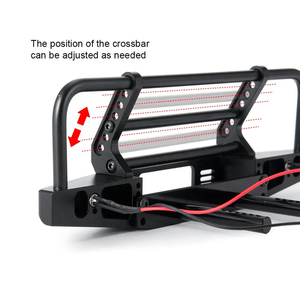 Metal Front Bumper w/LED Lights 1:10 RC Crawler Part for TRX-4 etc