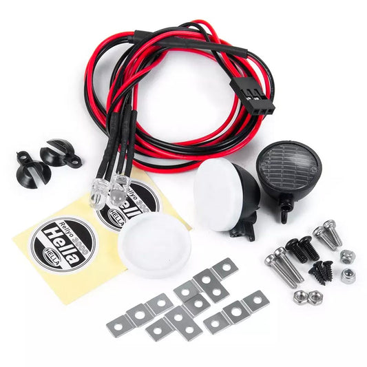 White LED Round Light Set x2 RC Car Accessory w/Mounts 1:10 Scale F070407