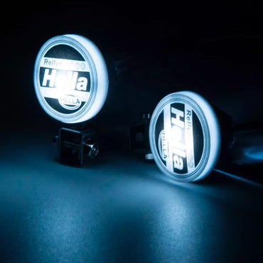 White LED Round Light Set x2 RC Car Accessory w/Mounts 1:10 Scale F070407