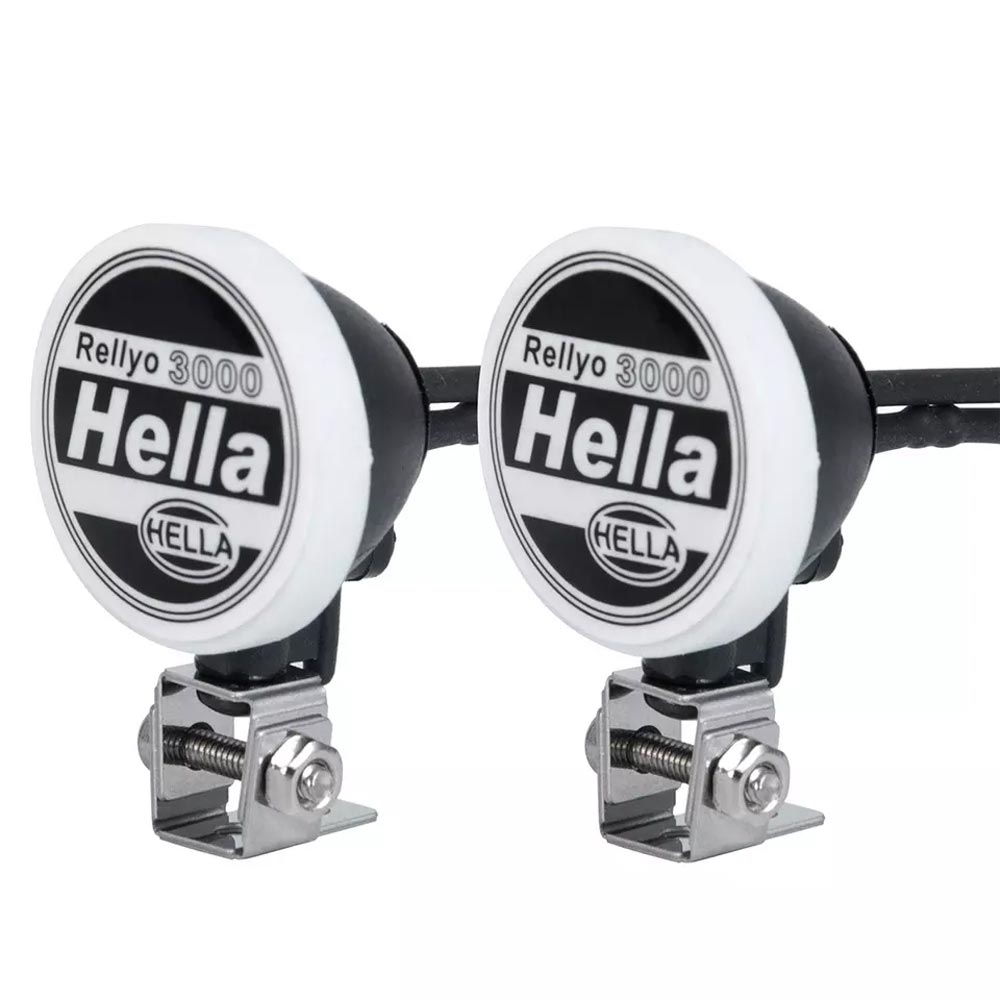 White LED Round Light Set x2 RC Car Accessory w/Mounts 1:10 Scale F070407