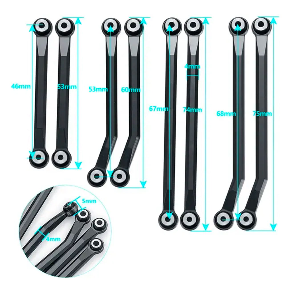 High Clearance Chassis Linkage Set 1:18 RC Crawler Accessory - Black for TRX-4M