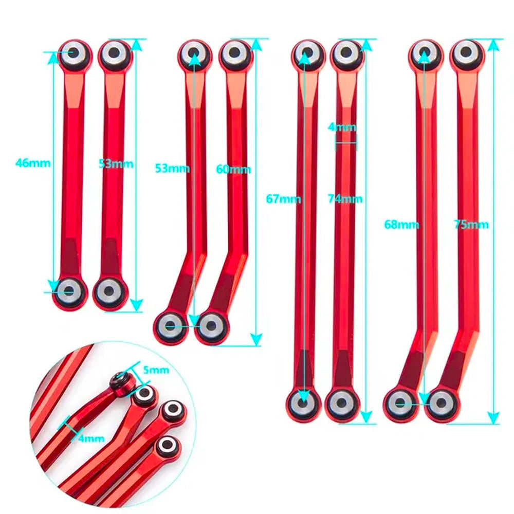 High Clearance Chassis Linkage Set 1:18 RC Crawler Accessory - Red for TRX-4M