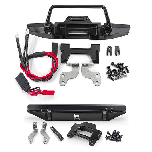Metal Front & Rear Bumpers w/Lights - 1:18 RC Crawler Accessory for TRX-4M