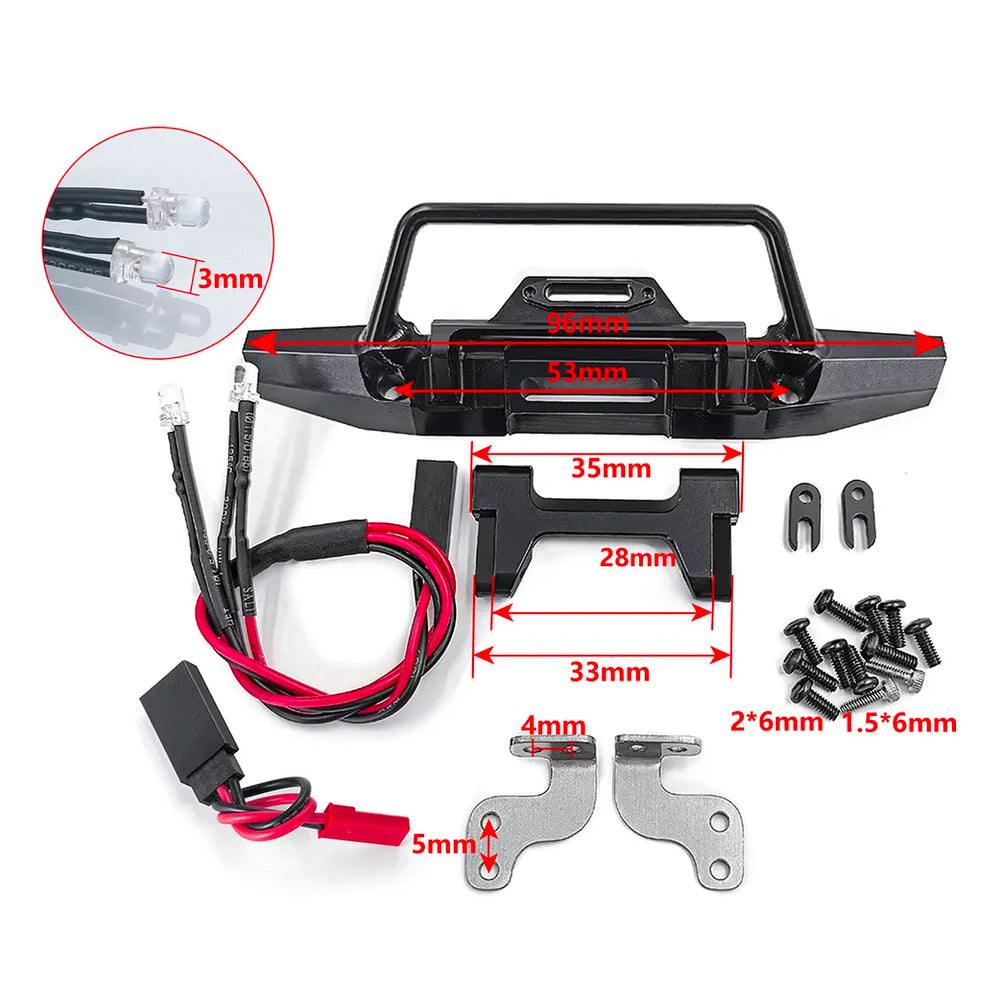Metal Front & Rear Bumpers w/Lights - 1:18 RC Crawler Accessory for TRX-4M